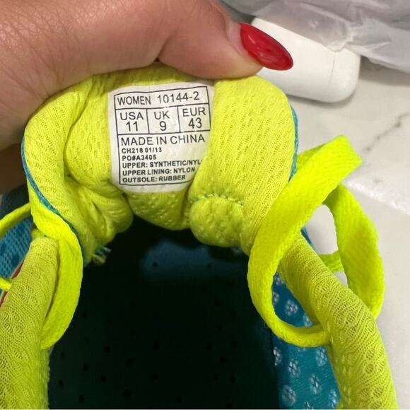 Saucony Womens Sneaker Size 11 Type A5 aqua Blue neon yellow Grid Running Shoes - Picture 6 of 6